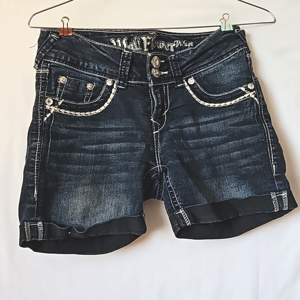 Wallflower jean shorts with the dazzling on the back and front
